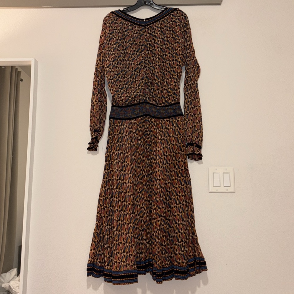 Talitha Rosa Banded Waist Georgette Midi Dress 100% Silk SZ S EUC - Picture 3 of 6